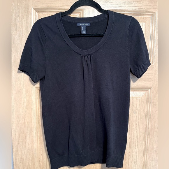 Lands' End Black Pullover Sweater Short Sleeve Top - Picture 1 of 7